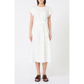 Max Mara Esordio Linen Midi Dress in White at Nordstrom, Size 10