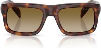 Prada 56mm Gradient Rectangular Sunglasses in Classic Tortoise /Brown Gradi at Nordstrom