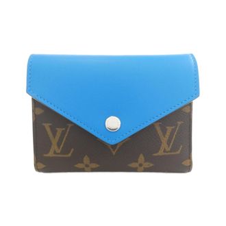 Louis Vuitton Blue Brown Coated Canvas Wallet (Tri-Fold) (Pre-Owned)