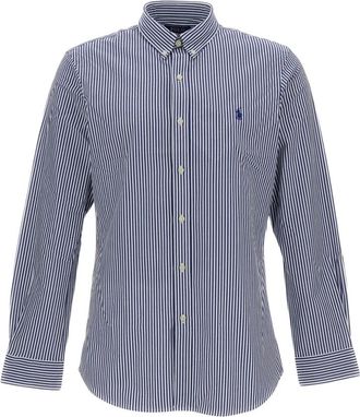Polo Ralph Lauren Gestreepte Stretch Katoenen Overhemd - Heren - Casual Overhemden - Blauw - M - Katoen - Overhemden