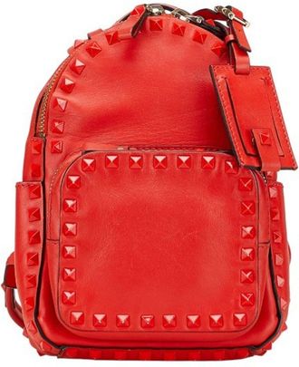 Valentino Red Color Leather Backpack (Pre-Owned)