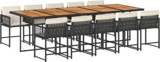 vidaXL Set De Comedor Jard&iacute;n 11 Pzas Con Cojines Rat&aacute;n Sint&eacute;tico Negro Vidaxl