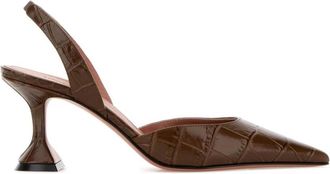 Amina Muaddi Holli Lace Sling 95 - female - Amina Muaddi - Pumps - Brown - 4 UK - Shoes