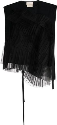 Shanshan Ruan asymmetric silk tank top - women - Silk - 36 - Black