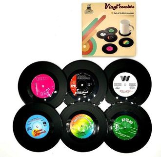 OEM 12 Posavasos Vintage Con Forma De Disco De Vinilo - Antideslizantes, Aislantes - Aptos Para Caf&eacute; Y Bebidas - Di&aacute;metro 10,5 Cm