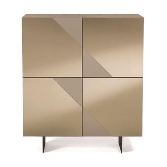 Capodarte Madia credenza 4 ante in vetro specchio Bronzo e cassa Tortora arte 120 con 2 piedini