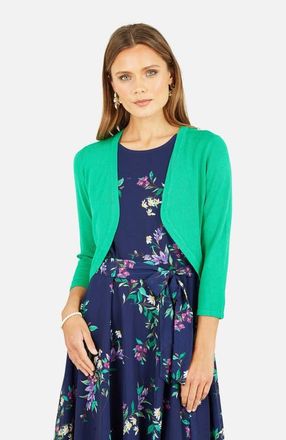 Yumi 3/4 Sleeve Knitted Curve Bolero in Green at Nordstrom, Size X-Large