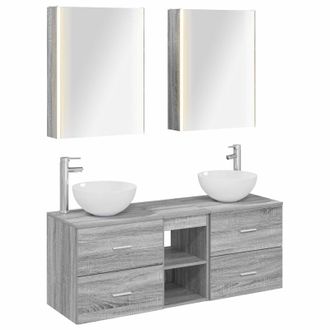 vidaXL Juego De Muebles De Ba&ntilde;o 5 Pcs Sonoma Gris Vidaxl