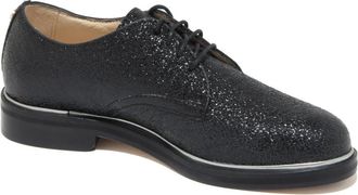 Jimmy Choo London Veterschoenen van plat leer - Dames - Veterschoenen - Zwart - 35 EU - Leer - Schoenen