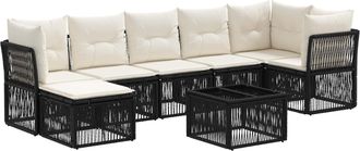 vidaXL Conjunto De Sof&aacute;s De Jard&iacute;n 8 Uds. Negro Rat&aacute;n Sint&eacute;tico Vidaxl