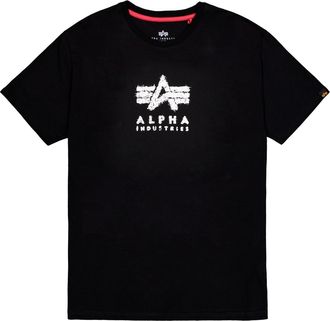 Alpha Industries T-Shirt ALPHA INDUSTRIES Grunge Logo T-Shirt, Herren, Gr. M, schwarz, Obermaterial: 100% Baumwolle, Shirts T-Shirt