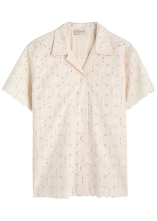 Moncler Embroidered Cotton-blend Poplin Shirt - Natural - 40 (UK8 / S)
