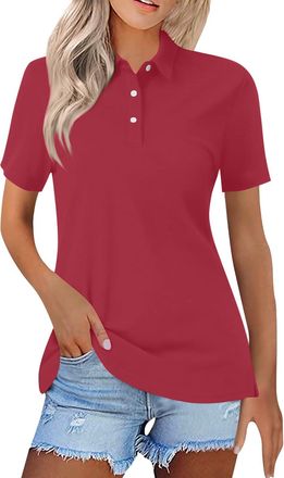 Generic Womens Polo Shirt Short Sleeve Golf Collared Polos Lightweight Breathable Workout Tops Summer Quick Dry Business Casual Shirts Slim Fit Workout Tennis