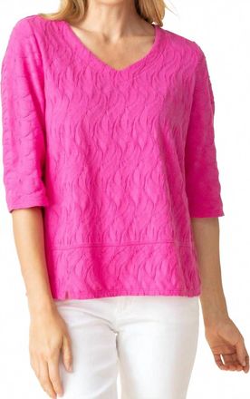 Habitat Cascade Cotton Elbow Sleeve Tee In Berry