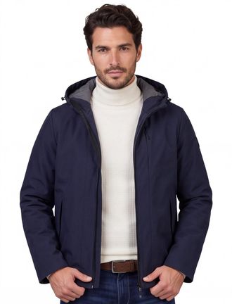People of Shibuya People of Shibuya jas donkerblauw waterafstotend met capuchon