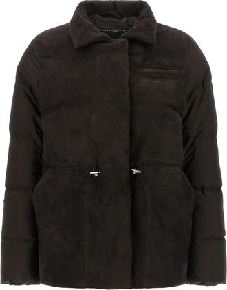 Kiton High Neck Down Jacket - Dames - Gewatteerde jassen - Bruin - XS - Su&egrave;de - Jassen