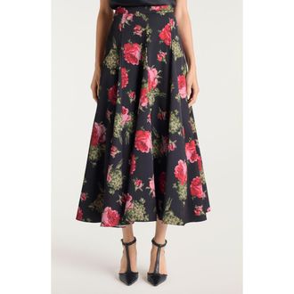 Cinq à Sept Hilda Floral Godet Skirt in Obsidian Multi at Nordstrom, Size 00