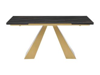 VENTE-UNIQUE.COM Mesa extensible cristal templado negro, dorado