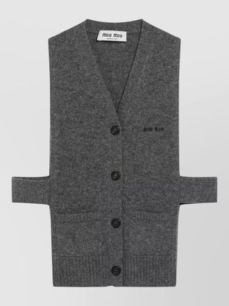 Miu Miu knit cardigan ribbed hem front pockets