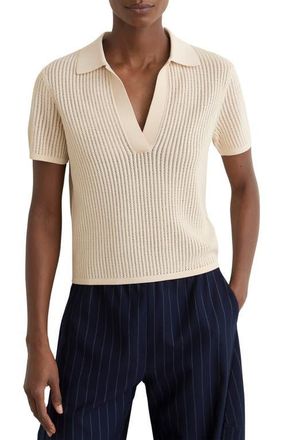 Reiss Pippa Knit Polo in Ivory at Nordstrom, Size X-Small