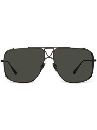 Linda Farrow Enzo pilot-frame sunglasses - unisex - Cellulose Acetate/Titanium - One Size - Black