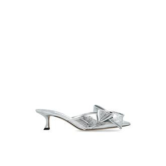 Jimmy Choo London Heeled Mules Staz - Dames - Muiltjes - Grijs - 37 EU - Leer - Schoenen
