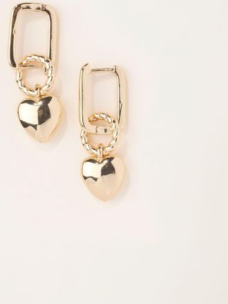 Fat Face FatFace Gold Tone Heart Hoop Earrings