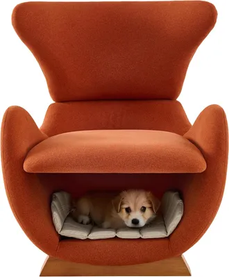 STILVORA Sill&oacute;n Relax Con Cueva Para Mascotas Dise&ntilde;o Tibur&oacute;n Ballena, Tejido Antiara&ntilde;azos, En Tela Y Madera Rojo Ladrillo
