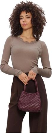 Rosemunde Babette Silk LS Lace - Dames - Longsleeves - Beige - M - Tops