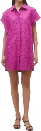 Suncoo Cross Short Embroidered Shirt Mini Dress In Raspberry