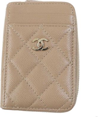Chanel Beige Grained Calfskin Coin Purse/Coin Case (Pre-Owned)