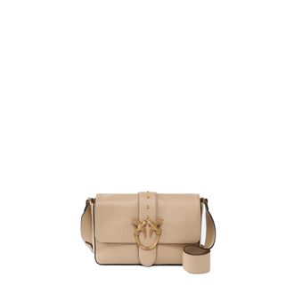 Pinko Love One Classic Slouchy - Dames - Schoudertassen - Beige - ONE Size - Katoen - Tassen