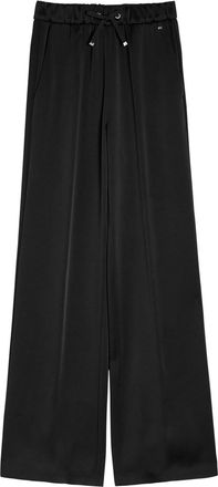 Herno Wide-leg Crepe de Chine Trousers - Black - 48 (UK16 / XL)