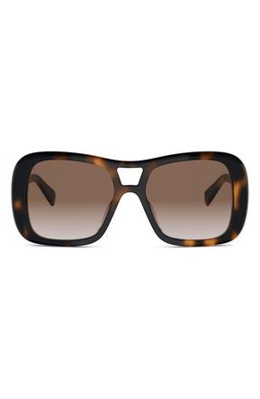 Celine Triomphe 55mm Gradient Pilot Sunglasses in Blonde Havana /Gradient Brown at Nordstrom