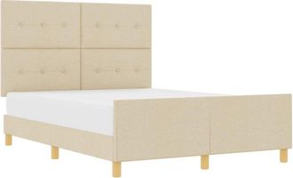 vidaXL Bed Frame with Headboard Cream 160 x 200 cm Fabric vidaXL