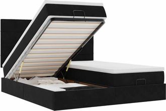 vidaXL Estructura De Cama Otomana Colchones Terciopelo Negro 200x200cm Vidaxl