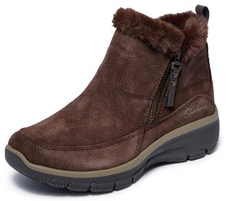 Skechers Womens Easy Going Cool Zip! Boots, Chocolate Suede, 6.5 UK