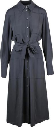 Beatrice .B Grey Acetate And Silk Midi Shirt Dress With Matching Belt