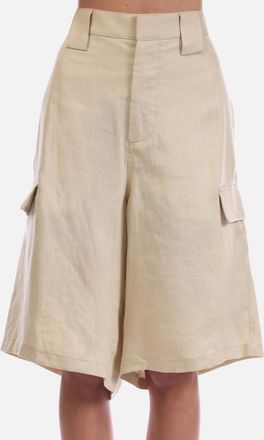 Off-white Mens Linen Cargo Shorts - Cream - Size: 29/28/32