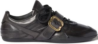 Miu Miu buckle-strap leather sneakers - Black
