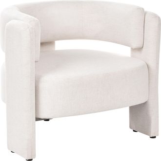 Beliani Sill&oacute;n De Tela Con Respaldo Curvo Sill&oacute;n Decorativo Estilo Escandinavo Moderno Blanco Crema Maggeby