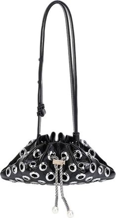 Generic Punk Style Metal Rivet Hollow Shoulder Bag, Women Drawstring Crossbody Bag, Vintage Handbags Underarm Purse(Black)