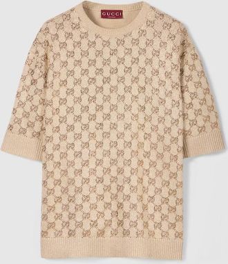 Gucci Wool Cashmere Sweater With Crystals, Beige, Ready-to-wear