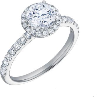 LuvMyJewelry Paloma 14K White Gold Round Cut Lab Grown Diamond Halo Engagement Ring - 1.5 ctw at Nordstrom, Size 8