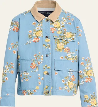 Veronica Beard Leighton Floral Denim Barn Jacket