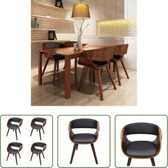 vidaXL vidaXL Sedie da pranzo in legno - Sedie da Pranzo 4 pz Marroni in Legno Curvo e Similpelle
