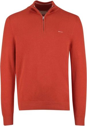 GANT Truien & Vesten, Heren, Oranje, M, Katoen, Cotton Piqu&eacute; Half-Zip Sweater