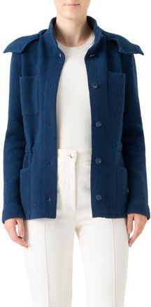 Akris Cashmere Jacket with Removable Hood in Denim at Nordstrom, Size 10