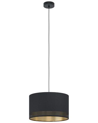Eglo Eglo Esteperra 1 Light Pendant With Black Finish & Black Exterior & Gold Interior Shade