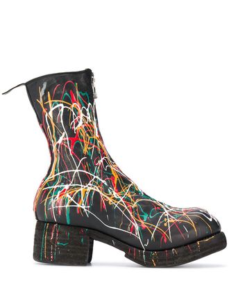 Guidi paint splattered ankle boots - women - Horse Leather/Horse Leather/Calf Leather - 35 - Black